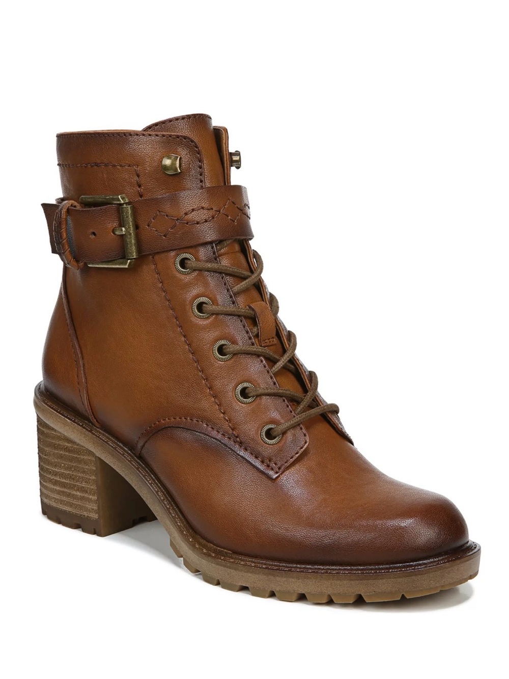 Zodiac Women's Gemma Brown Lace-Up Leather Ankle Boot with Buckle